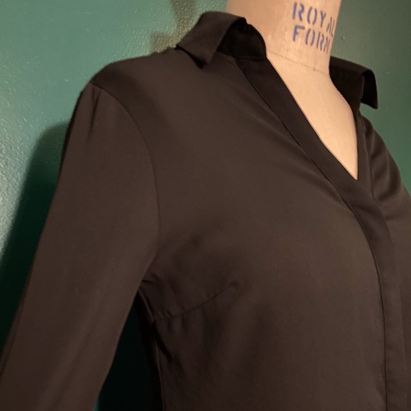Black long sleeved chiffon formal blouse - Picture 1 of 4